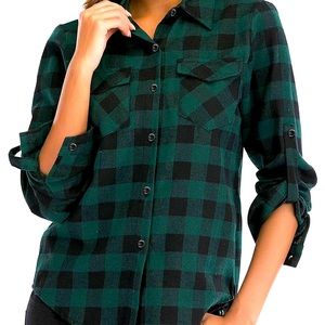 new Womens soft plaid Long sleeve Boyfriends Flannel Sh